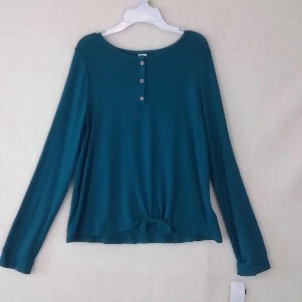 OshKosh Girls Knit Top‎ 14 Blue Teal Lightweight Sweater Scoop Neck Long Sleeve